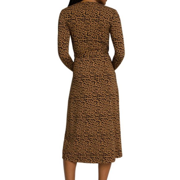 GOOD AMERICAN Day Night Wrap Midi Dress in Leopard Print Size Small - Picture 8 of 16